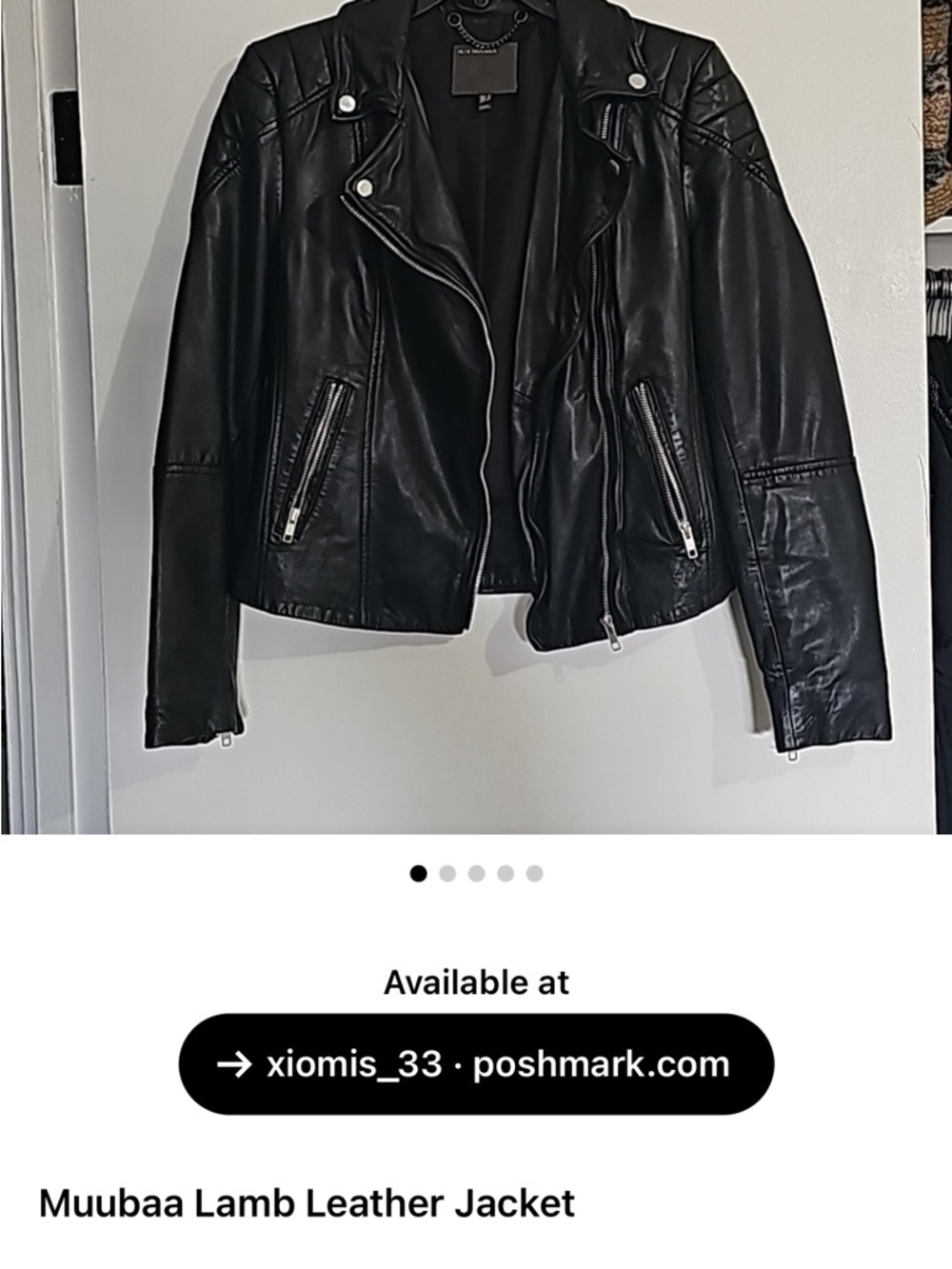 Muubaa Black Lamb Leather Moto Jacket